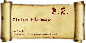 Minich Rémusz névjegykártya